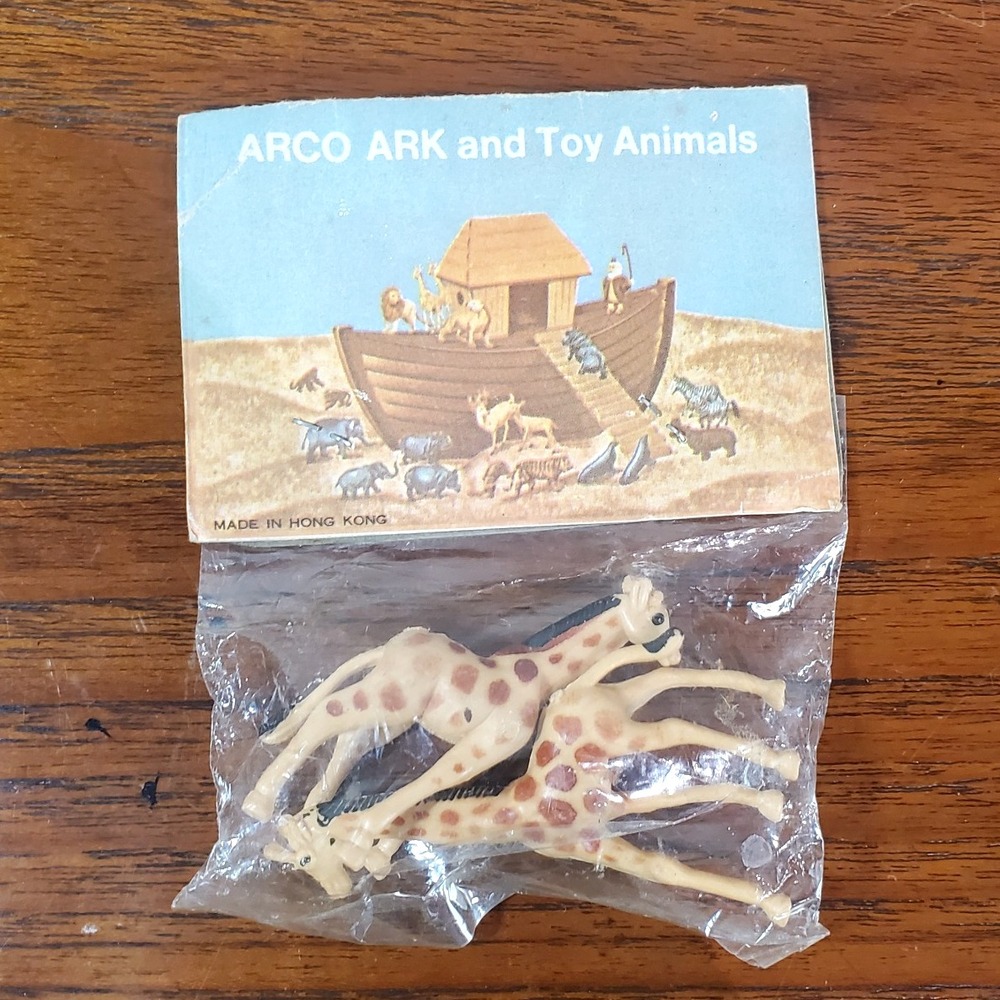 Arco Noahs Ark Toy Animals Plastic Figures SEALED bag 1970s vtg Giraffe African‎